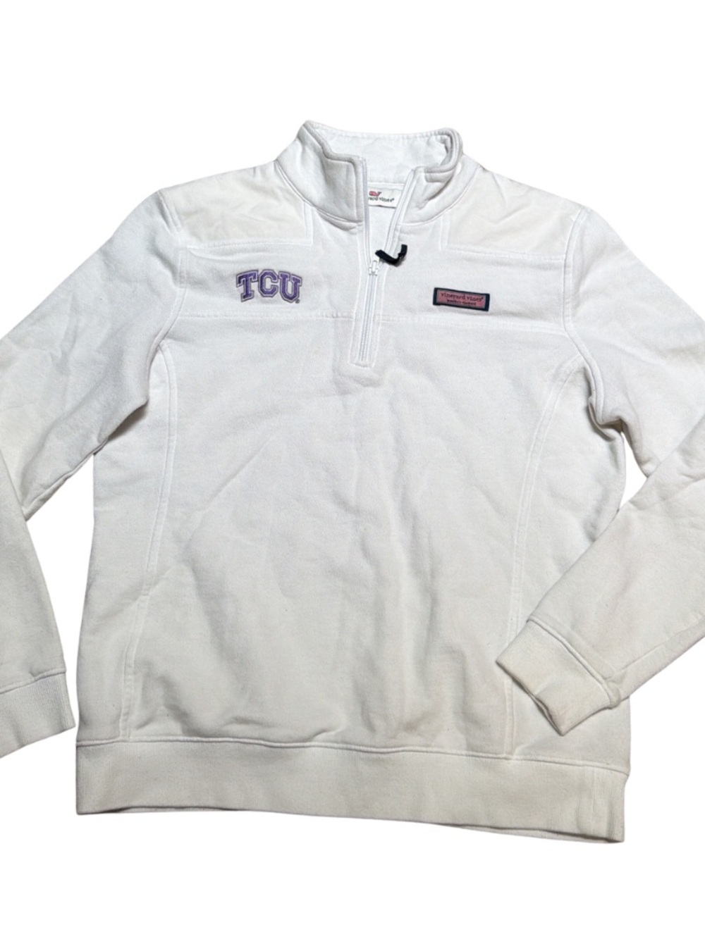Vineyard Vines TCU White Quarter-Zip Fleece Pullover Women’s Med